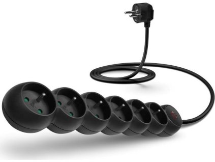 CONNECT IT prodlužovací kabel 230V, 6 zásuvek, 5m, s vypínačem, černá