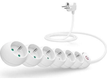 CONNECT IT prodlužovací kabel 230V, 6 zásuvek, 5m, s vypínačem, bílá
