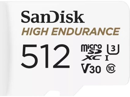 SanDisk MicroSDXC karta 512GB High Endurance (R:100/W:40 MB/s, C10, U3, V30) + adaptér