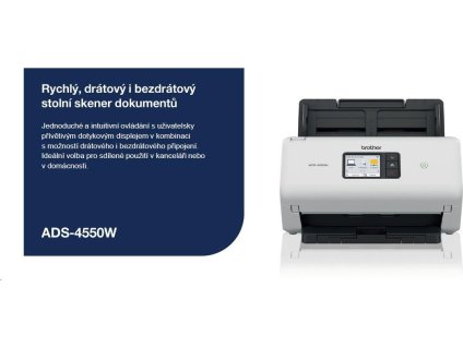 BROTHER skener ADS-4550W DUALSKEN A4 35ppm/70dual 600x600 60ADF USB LAN WIFI - display 7.1cm