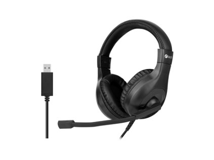 C-TECH Sluchátka MHS-05U, USB, k PC, černá