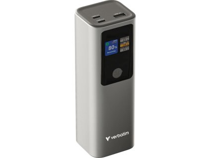 VERBATIM Powerbanka Charge 'n' Go, 27000 mAh, 2x USB-C 140W, 1x USB-A 18W, Šedá