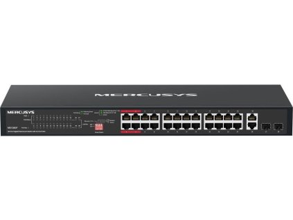 MERCUSYS switch MS128GP (24xGbE,24xPoE+,2xGbE,2xSFP,295W)