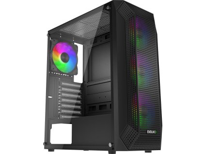 EVOLVEO Xenon, skříň ATX, 4x ARGB ventilátor 120mm, přední panel airflow mesh, černá