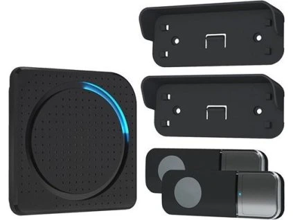 Solight bezdrátový zvonek, 2 tlačítka, do zásuvky, 200m, černý, learning code