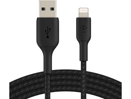 BELKIN kabel oplétaný USB-A - Lightning, 1m, černý