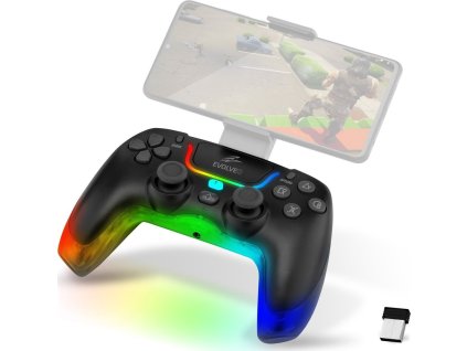 EVOLVEO Ptero2, bezdrátový & drátový gamepad pro PC, PS3/4/5, iOS, Android, Switch, černý