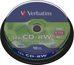VERBATIM CD-RW(10-Pack)Spindle/8x-12x/High Speed/DLP/700MB