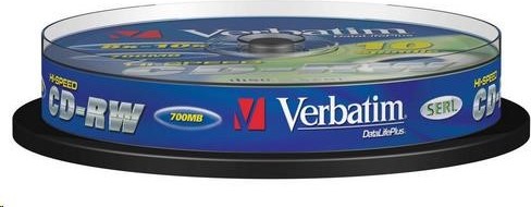 VERBATIM CD-RW(10-Pack)Spindle/8x-12x/High Speed/DLP/700MB