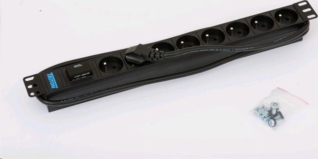 TRITON 19" rozvádzač 8x230V - 2m, bleskozvod, čierny