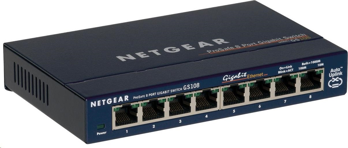 Netgear GS108 ProSafe nerutovateľný gigabitový prepínač, 8 portov RJ45 gigabit