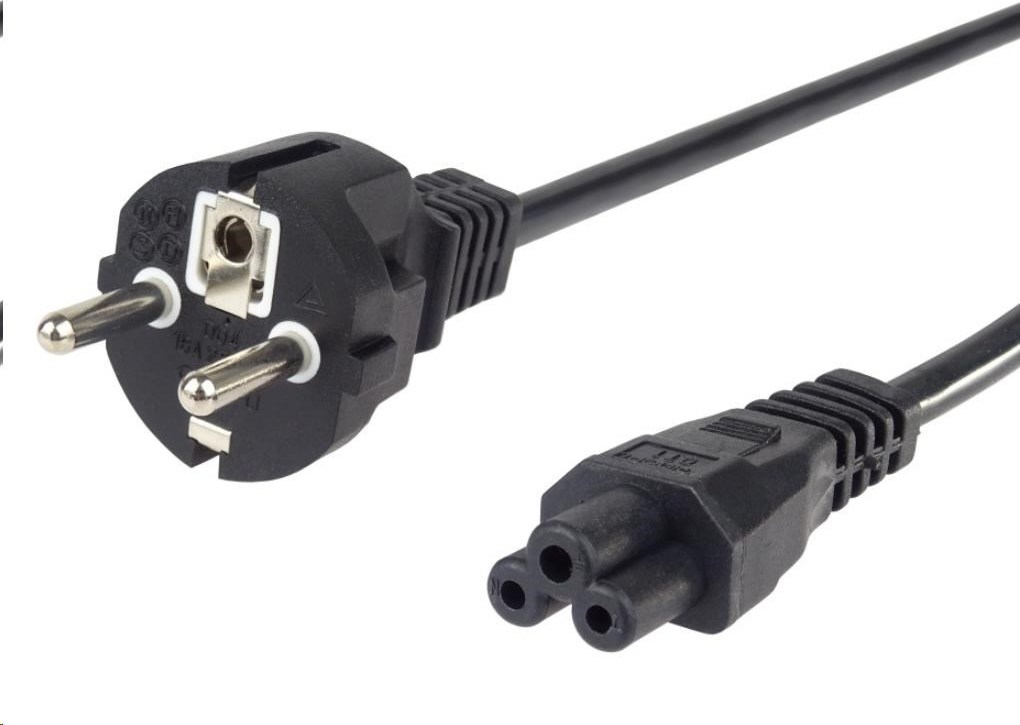 Napájací kábel PREMIUMCORD 230V pre NTB 2m (3pin C5, trojlístok, "Mickey Mouse")