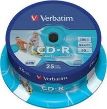 VERBATIM CD-R(25-balenie)Vreteno/tlačiteľné/52x/700MB/DLP