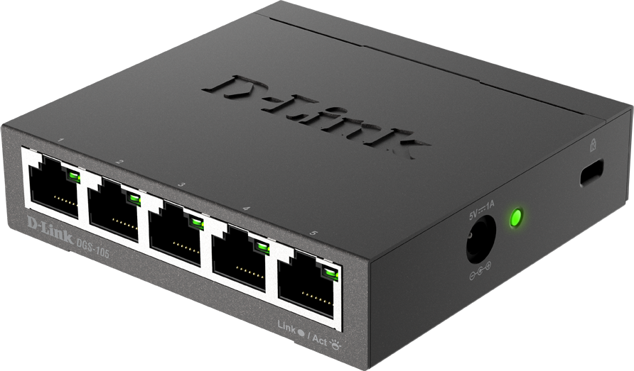 D-Link DGS-105 5-portový gigabitový stolný prepínač s kovovým puzdrom