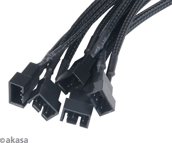 AKASA kábel FLEXA FP5 redukcia ventilátora, 1x 4pin PWM na 5x 4pin PWM, 45cm