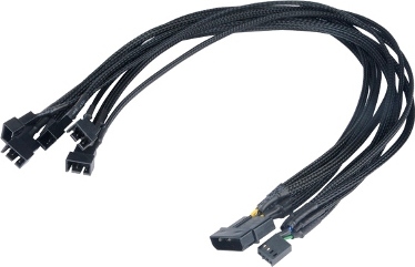 AKASA kábel FLEXA FP5 redukcia ventilátora, 1x 4pin PWM na 5x 4pin PWM, 45cm
