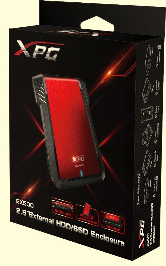 A-Data ADATA External BOX EX500 2,5" USB 3.0 (7 mm/ 9.5 mm HDD/SSD)