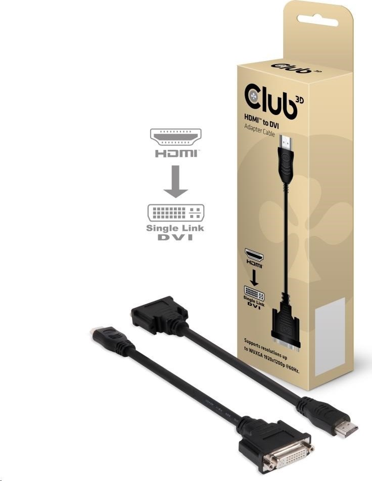 Club 3D Club3D Pasívny adaptér HDMI na DVI-D s jedným prepojením (M/F), 22 cm
