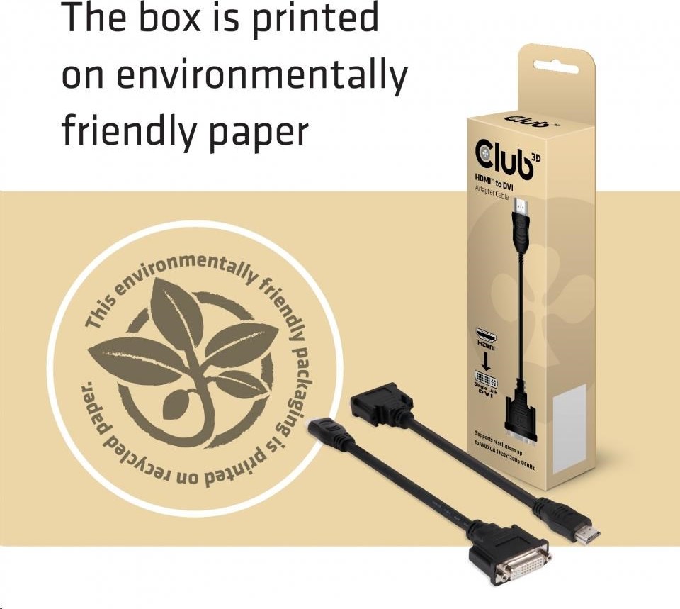 Club 3D Club3D Pasívny adaptér HDMI na DVI-D s jedným prepojením (M/F), 22 cm