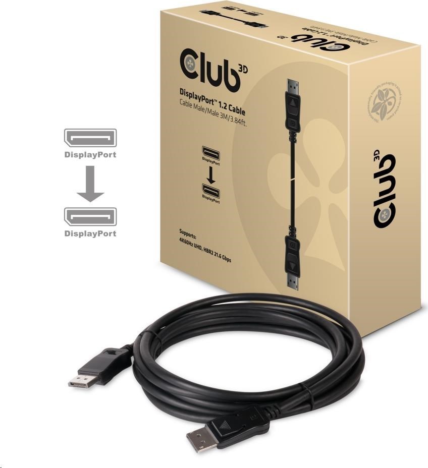 Club 3D Club3D Kabel certifikovaný DisplayPort 1.2, 4K60Hz UHD (M/M), 3m, 30 AWG