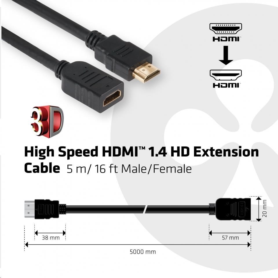 Club 3D Predlžovací kábel HDMI Club3D 1.4, 5m