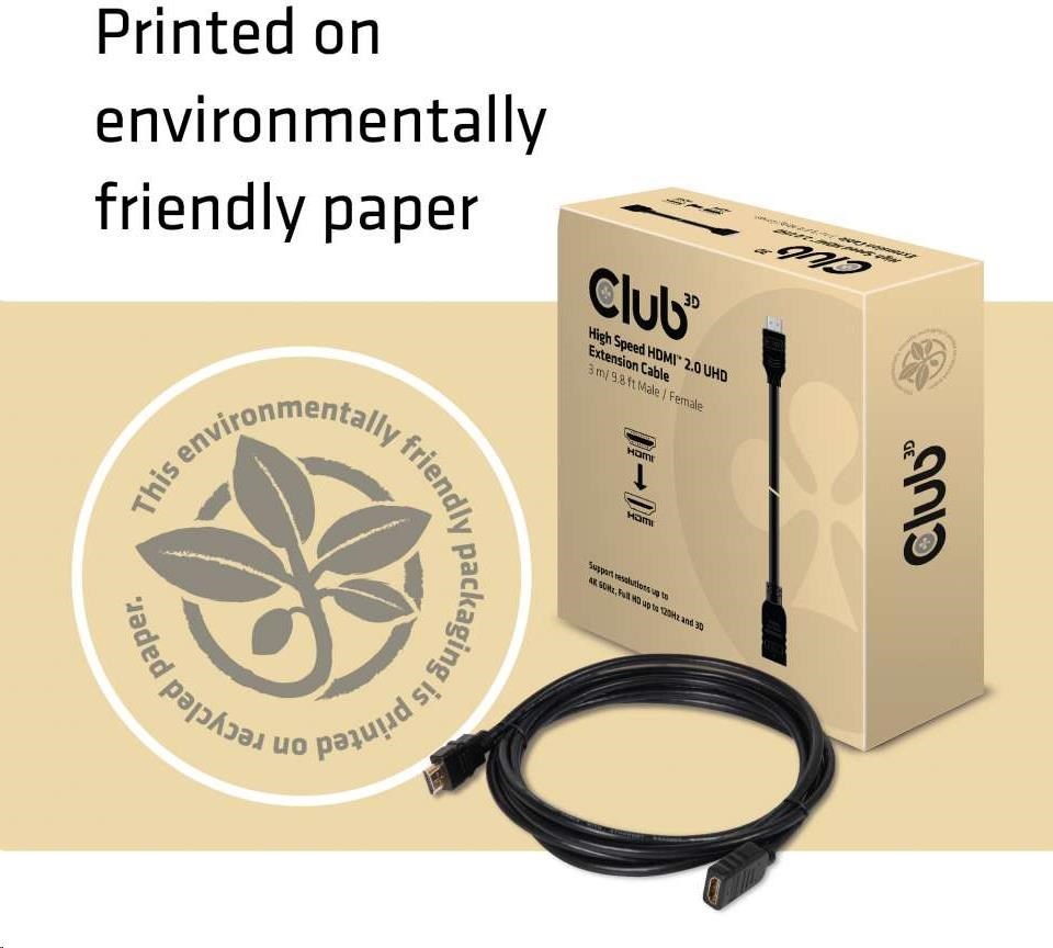 Club 3D Predlžovací kábel HDMI Club3D 2.0, 4K60Hz UHD (M/F), 3 m