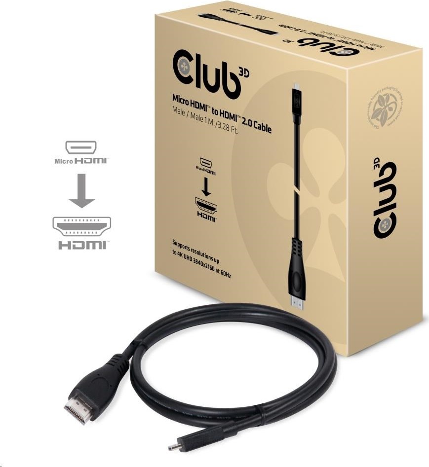 Club 3D Club3D Micro HDMI na HDMI 2.0 4K60Hz UHD, (M/M), 1m