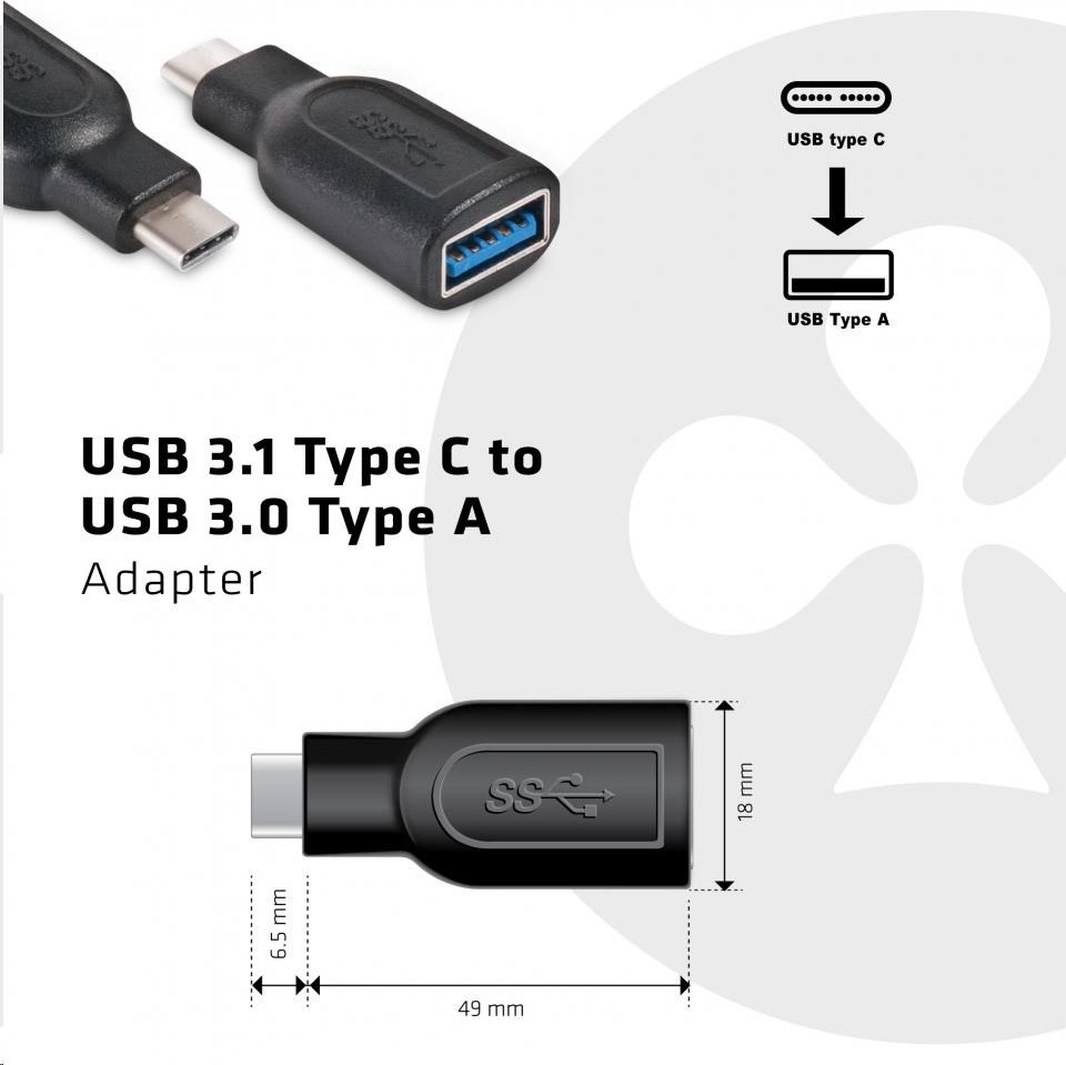 Club 3D Club3D Redukcia USB 3.1 Type-C na USB 3.0 Typ A (M/Ž)