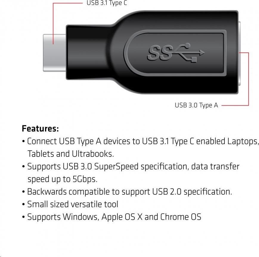 Club 3D Club3D Redukcia USB 3.1 Type-C na USB 3.0 Typ A (M/Ž)