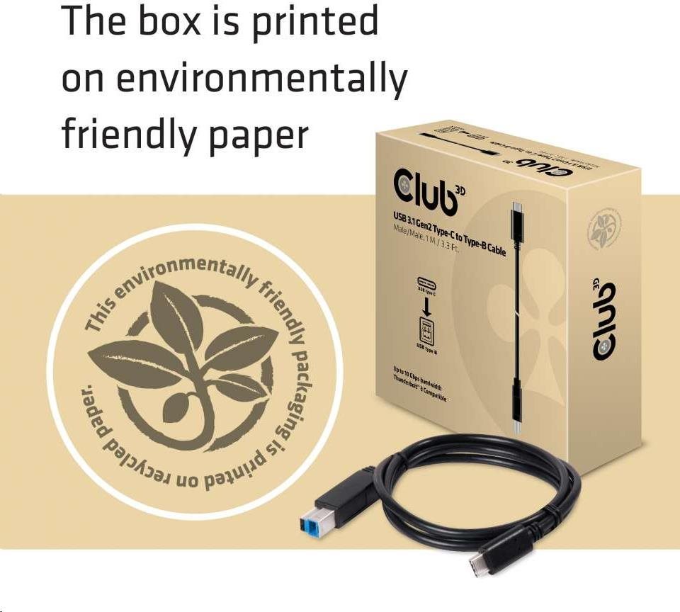 Club 3D Kábel USB Club3D 3.1 USB Type-C Gen2 na USB Type-B (M/M), 1 m
