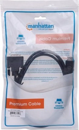 MANHATTAN HDMI samec na DVI-D 24+1 samec, dvojlinkové prepojenie, čierna farba, 1,8 m