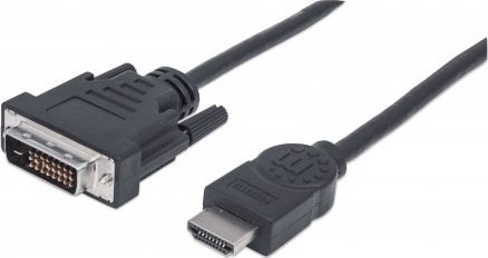 MANHATTAN HDMI samec na DVI-D 24+1 samec, dvojlinkové prepojenie, čierna farba, 1,8 m