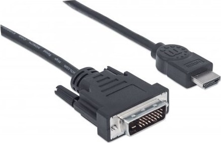 MANHATTAN HDMI samec na DVI-D 24+1 samec, dvojlinkové prepojenie, čierna farba, 1,8 m