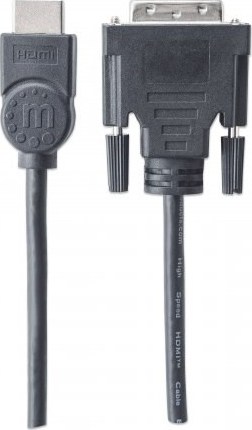 MANHATTAN HDMI samec na DVI-D 24+1 samec, dvojlinkové prepojenie, čierna farba, 1,8 m