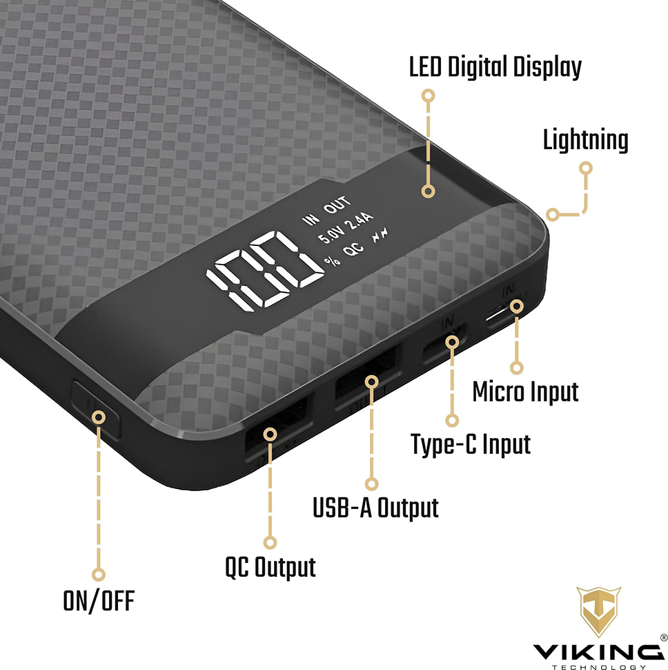 Viking powerbanka PN-961PD, QC3.0, 10000 mAh, černá