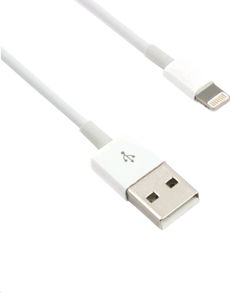 Kábel C-TECH USB 2.0 Nabíjací a synchronizačný kábel Lightning (IP5 a vyšší), 2 m, biely