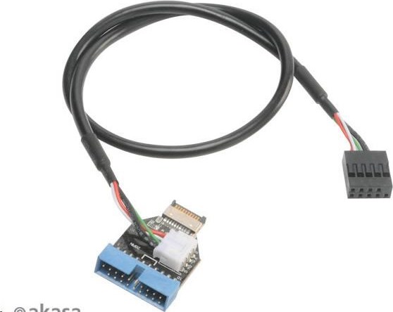 Adaptér AKASA MB interný, USB 3.1 interný konektor pre USB 3.1 19-pinový kábel Gen1, 40 cm