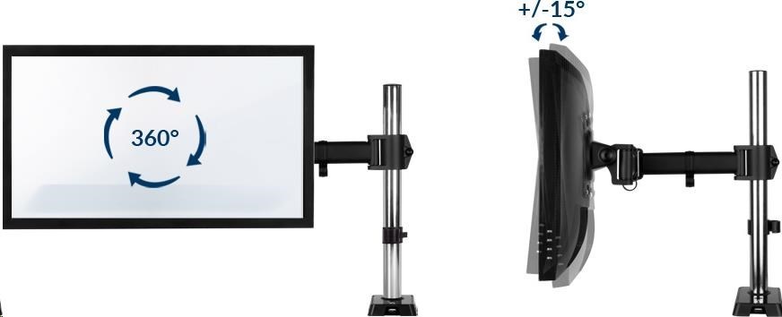 Arctic Cooling Držiak stola ARCTIC Z1 (Gen.3) pre 1x LCD do 43", nosnosť 15 kg, USB HUB, čierny