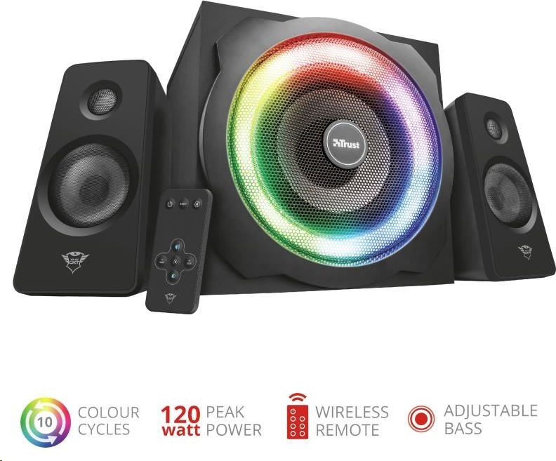 TRUST Reproduktory GXT 629 Tytan RGB Osvetlené 2.1 sada reproduktorov
