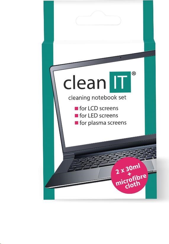 CLEAN IT Čistiaci roztok na notebooky s utierkou, 2x30 ml