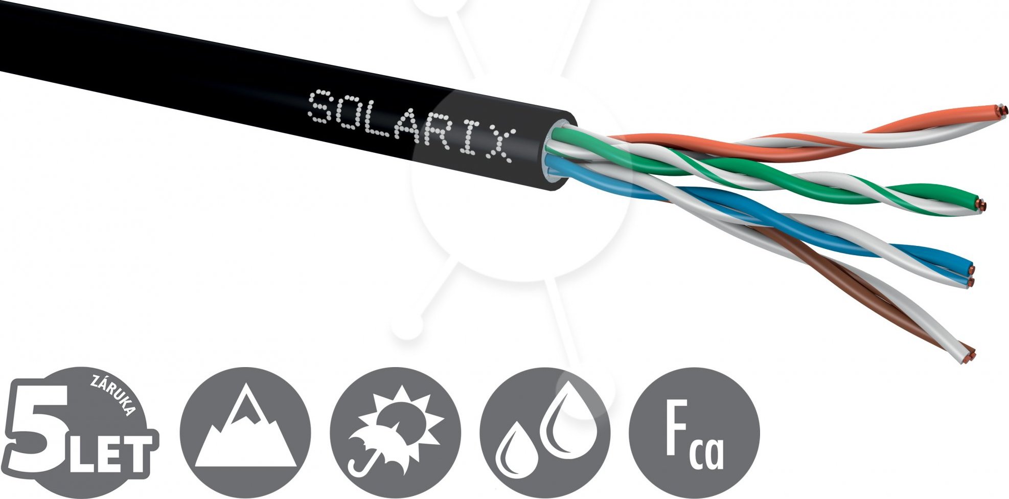 Inštalačný kábel Solarix vonkajší gél UTP, Cat5E, drôt, PE, krabica 305m SXKD-5E-UTP-PEG