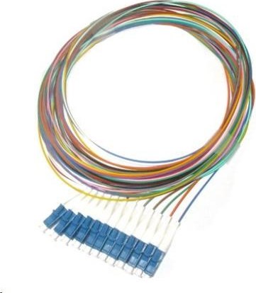 OEM Pigtail SM 9/125, OS2, konektor LC, LS0H, 1 m - sada 12 ks
