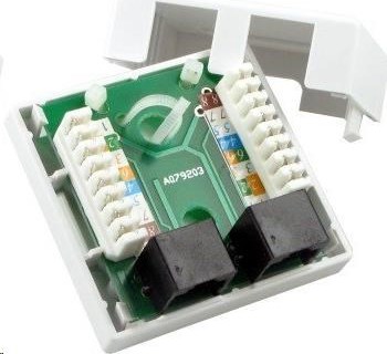 OEM Zásuvka UTP 2x RJ45 Cat5E, dvojitá svorkovnica, sadrokartón