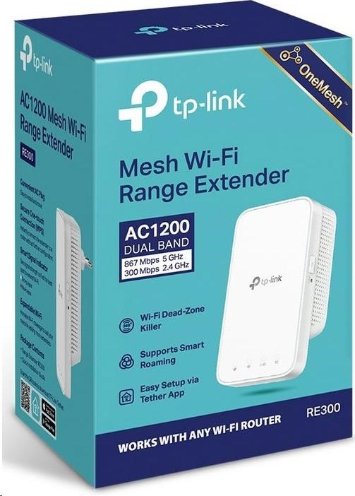 TP-Link RE300 OneMesh WiFi5 Extender/Repeater (AC1200,2,4GHz/5GHz)
