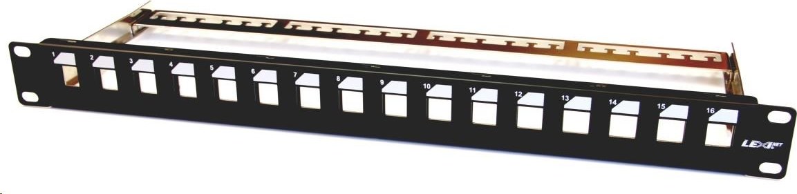 19" modulárny patch panel LEXI-Net 16 portov, čierny