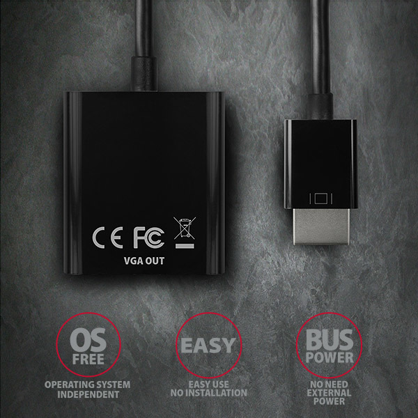 AXAGON RVH-VGN, redukcia HDMI -> VGA, FullHD, 1920*1200