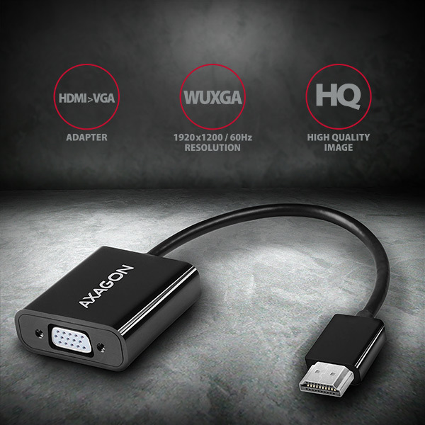 AXAGON RVH-VGAN, redukcia/adaptér HDMI -> VGA, FullHD, audio výstup, napájanie micro USB konektor