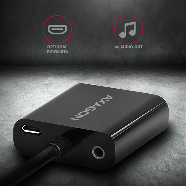 AXAGON RVH-VGAN, redukcia/adaptér HDMI -> VGA, FullHD, audio výstup, napájanie micro USB konektor