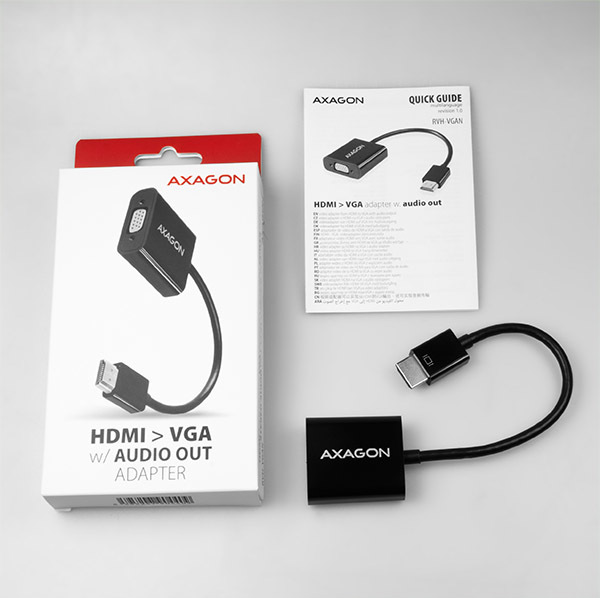 AXAGON RVH-VGAN, redukcia/adaptér HDMI -> VGA, FullHD, audio výstup, napájanie micro USB konektor