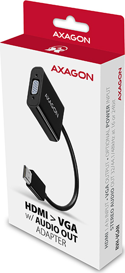 AXAGON RVH-VGAN, redukcia/adaptér HDMI -> VGA, FullHD, audio výstup, napájanie micro USB konektor